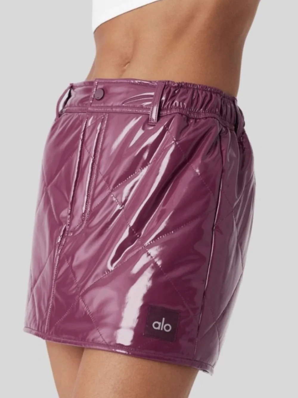 Alo Yoga Snomoto Puffer Mini Skirt Quilted Wild Berry XS NWOT